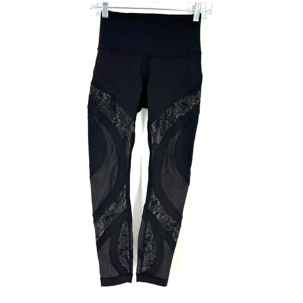 Lululemon Wunder Under High-Rise Tight Mesh 25" Black Size 4 Full‎ On Luxtreme